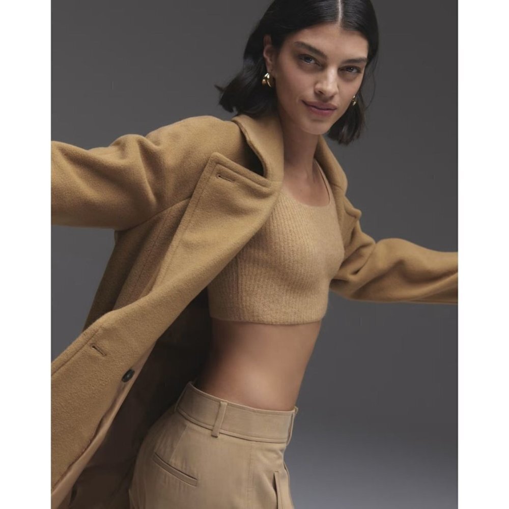 Everlane Camel Yak And Wool Blend The Cozy Stretch Knit Cropped Tank Size XS NWT